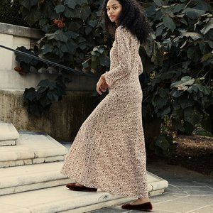 Doen Loire Dress Blush Earl Long Sleeve Ruffle Floral Size S